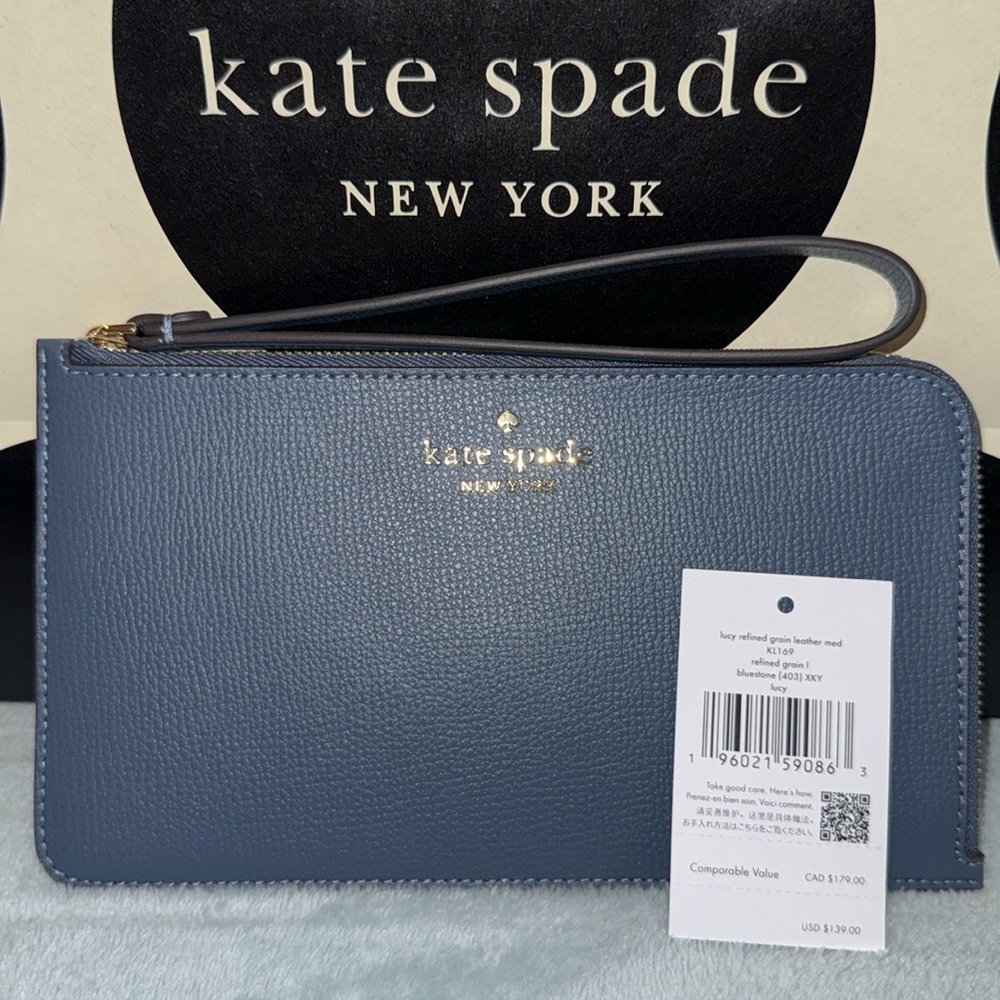 Kate Spade Lucy Refined Grain Leather Zip Wristlet - Picture 5 of 12